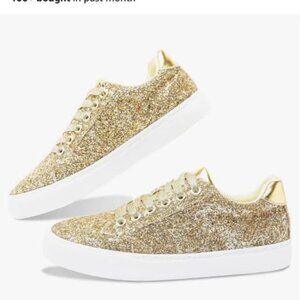 Brand new gold glitter sneakers, women's size 8